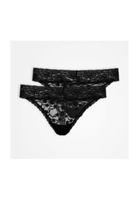 SNOCKS - Tanga, 2er-Pack, Spitze, für Damen - 9 BLACK