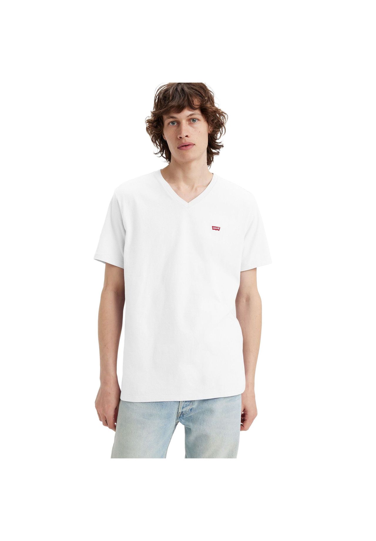 Levi's® T-Shirt, V-Ausschnitt, Label-Stickerei, FüR Herren, Weiß, M