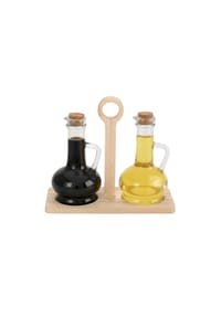 Cheffinger - im Holzständer - Set mit 2 Karaffen & Korkverschluss - Transparent 22,5 x 10 x 20 cm
