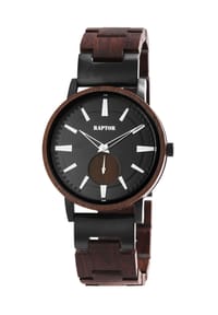 RAPTOR Raptor - Herren Quarz Armbanduhr Birdy mit Edelstahlgliederarmband - Mineralglas - blau-braun
