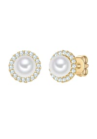 Rafaela Donata - Ohrstecker Sterling Silber gelbgold Muschelkernperle weiß Zirkonia weiß - gelbgold