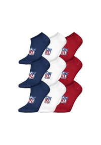 NFL - Unisex Sneaker-Socken, 9er Pack - NFL Shield 9Pack Sneaker Socks, Logo, Baumwollmischung - Dunkelblau/Weiß/Rot