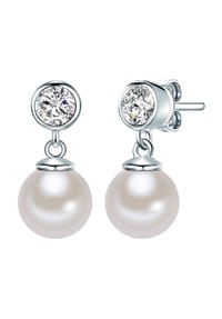 Rafaela Donata - Damen Ohrringe aus 925/- Sterling Silber in Silber mit Zirkonia und Muschelkernperle - silber