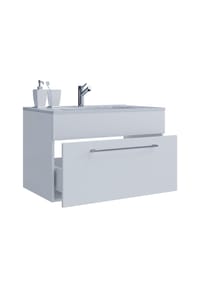 VCM. - 2-tlg. Waschplatz Waschtisch | Waschbecken Unterschrank Breite 80 cm | Badmöbel Set hängend mit einer Schublade | Badinos - Schwarz