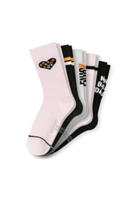 SCHIESSER - Mädchen Socken, 5er Pack - "Legwear Teens", Muster, Baumwolmischung - Rosa/Schwarz/Weiß