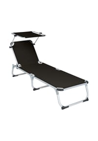 VCM. - Sonnenliege | mit Sonnendach | Schwarz | 187x57x30cm | 5-fach verstellbar | Campingliege klappbar - Schwarz