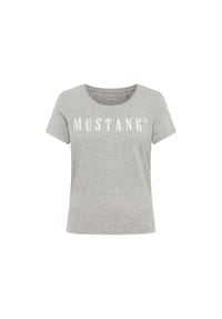 MUSTANG® - Damen T-Shirt - Alma, Baumwolle, Rundhals, Logo - Dunkelblau
