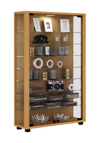 VCM. - Glasvitrine stehend | Vitrine Glas mit ESG-Sicherheitsglas | Maße ca. H. 90 x B. 59 x T. 18 cm | Standvitrine Glas | Modern und platzsparend | Glas Vitrinenschrank – Lumo Mini - 
