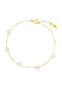 Leaf - Damen Armband, 925er Silber mit Süßwasser-Zuchtperlen - GOLD
