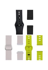 WRISTR - Smartwatch-Armband (3-tlg. Set) Flex Loop-Motus-Pin kompatibel mit Huawei Watch (22 mm) - Hellgrau / Gelb / Schwarz