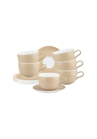Seltmann Weiden Milchkaffeetassen mit Untertassen Liberty Pure Colors 380 ml 6er Set - LIBERTY PURE COLORS - beige