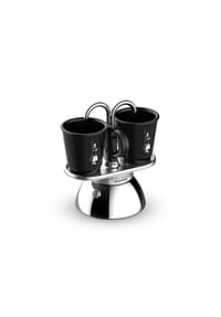 BIALETTI - Espressokocher Set Mini Express Induktion, 3-tlg., für 2 Tassen, Schwarz, 90 ml - Schwarz