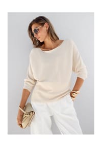 MADELEINE - Rundhals-Pullover mit Fledermausärmeln - cappuccino