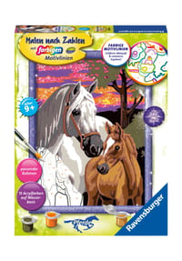 Ravensburger Malen nach Zahlen "Pferde im Sonnenuntergang", Glitzer-Effekt - Malen nach Zahlen - 