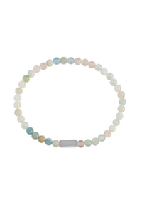 Adelia's - Damen Edelstahl Armband Kugelarmband silberfarben mit Perle und Morganit - mehrfarbig