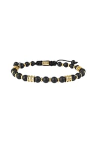 Adelia's Bold Style - Armband – Kugelarmband aus Edelstahl mit Onyx 19 cm - gold