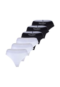 Marc O'Polo - Damen Strings, 6er Pack - Logobund, Organic Cotton Stretch, Basic - Schwarz