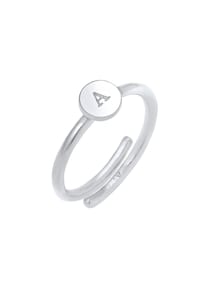 elli. - Ring Buchstabe A Kreis Verstellbar 925 Sterling Silber - Silber
