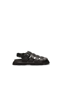 Kazar - Schwarze Ledersandalen mit überzogenen Zehen - Schwarz