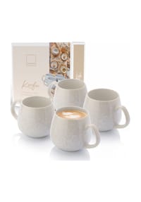 SÄNGER Steingut Kaffeebecher Set Korfu 6 teilig - Korfu - cremefarben - Kaffeebecher 4 teilig