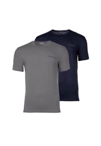 EMPORIO ARMANI - Herren T-Shirts, 2er Pack - CORE LOGOBAND, Rundhals, Regular Fit, Stretch Cotton - Blau/Grau