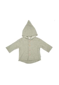 maximo® - GOTS BABY-Jacke,Baumwollfleece Kapuze, Knöpfe, Jerseyfutter - graumeliert
