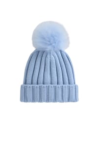 WOOLRICH - Mütze CASHMERE POM POM Beanie - blau