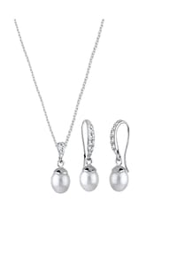 elli. - Schmuckset Elli Schmuckset Elegant Süsswasserperle Kristalle 925 Silber - Silber