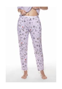 mey - France Sensation Schlafanzug-Hose, Gummibund, Tunnelzug, für Damen - 1225 VIOLET CAKE