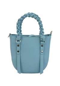 HARPA - Schultertasche HAYA in abgerundeter Form mit geflochtenem Henkel - cashmere cream