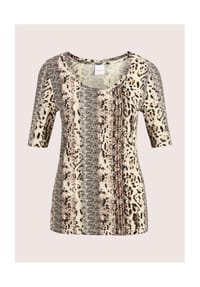 MADELEINE - Elegantes Oberteil im Animal-Design - caramel / schwarz / multicolor