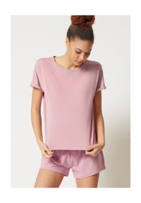 SKINY® - Every Night in Mix & Match Schlafanzug-Oberteil, Logo-Patch, für Damen - S675 ROSE SMOKE