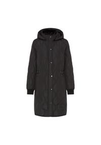 olsen - Kurzmantel mit Kapuze und Fake-Fur-Details - Black
