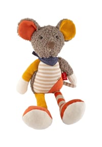 sigikid® - Kuscheltier Maus Patchwork Sweety , für Babys und Kinder - grau/orange/gelb
