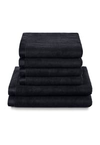 herzbach home Handtuch Deep Black 6er Set, 500g/m², Premium-Qualität, 100% Baumwolle, einfarbig - Herzbach_Deep - Schwarz