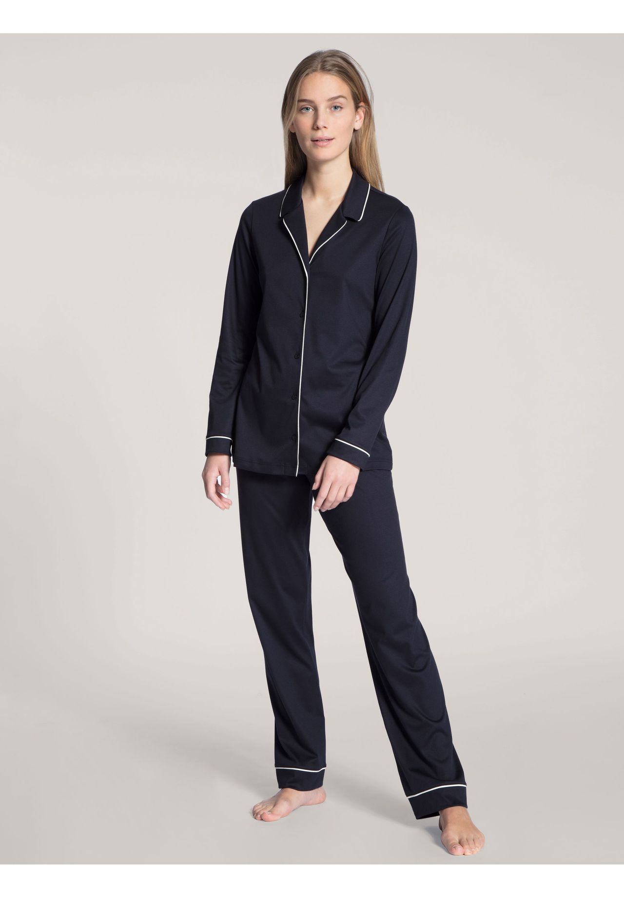 Calida Damen Pyjama, DurchgeknöPft Night Lovers, Blau, L