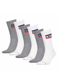 Levi's® - Unisex 6er Pack Sportsocken - Mid Cut SPRTWR, Logo, einfarbig - Blau