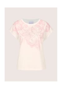 MADELEINE - Florales Print-Shirt, Rundhals und Kurzarm - wollweiß / perlrosa