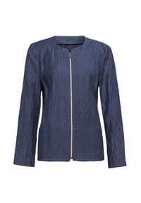 GOLDNER - Kurzgröße: Leichter Struktur-Blazer mit Reißverschluss - schieferblau