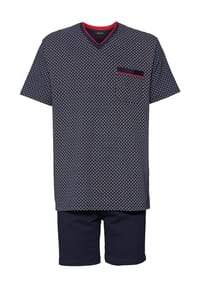 GÖTZBURG - Schlafanzug "Alan", Minimal-Print, V-Ausschnitt, für Herren - 2083 CHILI PEPPER