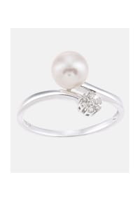 Diamant L'eternel - Ring, mit 0.05 ct Diamant, mit Zuchtperle, 375 Weißgold - white gold