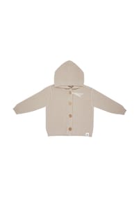 maximo® - GOTS BABY-Strickjacke , LL Kapuze, Knöpfe - beigemeliert