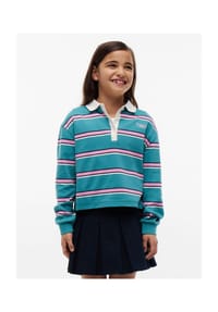 TOMMY HILFIGER - Langarmshirt Rugby Stripe Polo, Baumwolle, für Kinder - CT3  BLUE