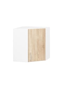 Akord - Lima Küchen-Eckoberschrank W60/60 mit 1 Tür und 2 Einlegeböden - weiß/sonoma-eiche