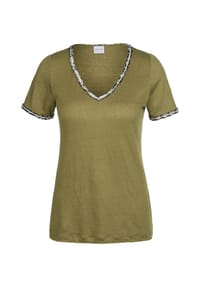 MADELEINE - Kurzarm-Shirt aus Leinen - khaki / multicolor