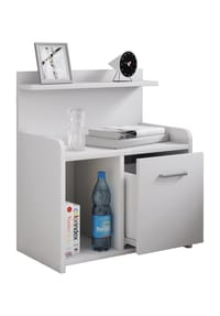 VCM. - Nachtschrank | Beistelltisch mit Schublade | hoher Nachttisch | H. 60 x B. 47 x T. 29 cm | Nachkästchen mit Ablage aus Holz - Nilasa - Weiß