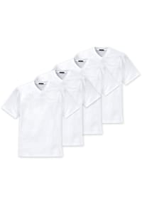 SCHIESSER - Herren American T-Shirt 4er Pack - 1/2 Arm, Unterhemd, V-Ausschnitt - Schwarz