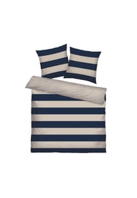 TOM TAILOR - Bettwäsche Set - BOLD STRIPES, Renforcé Bettwäsche, Wendemotiv, Baumwolle - 014 DARK NAVY & SU