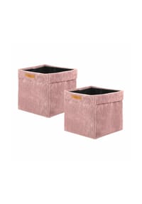 Lycce - Faltbare Aufbewahrungsbox, 2er Set - Cord, passend für Kallax Regal, abnehmbarer Bezug, robust, formstabil - Altrosa