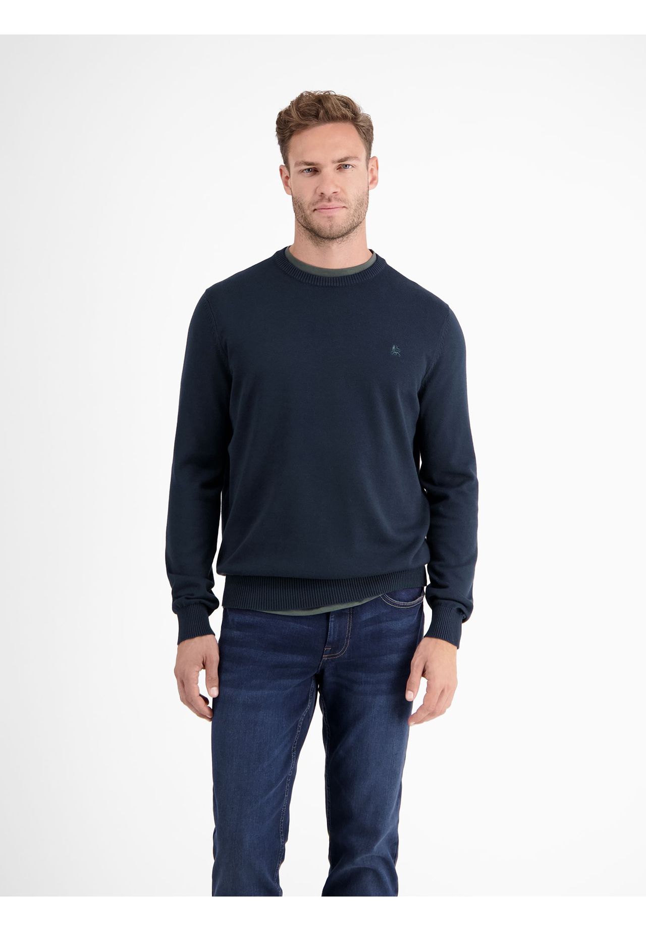 Lerros Strickpullover, Rundhals-Ausschnitt, FüR Herren, Blau, Xxl